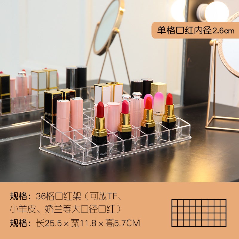 Transparent Desktop Organizer Acrylic Dust-Proof Cosmetics Storage Box Multi-Functional Flip-Top Plastic Lipstick Storage Box - Image 1